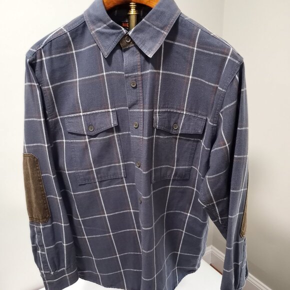 RIDGECUT TOUGHWEAR MEN'S LONG SLEEVE HEAVY FLANNEL SHIRT WITH ELBOW PATCH SIZE L - Picture 1 of 10